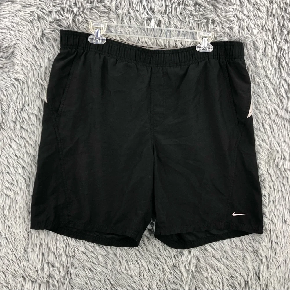 Nike Swim Trunks Mens Medium Swim Built in Underwear Black Gray